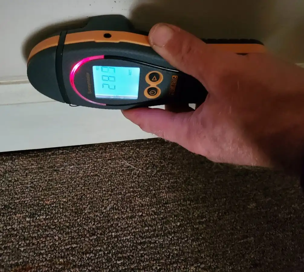 Moisture detection at baseboard during Burst Pipe Cleanup in Somerset